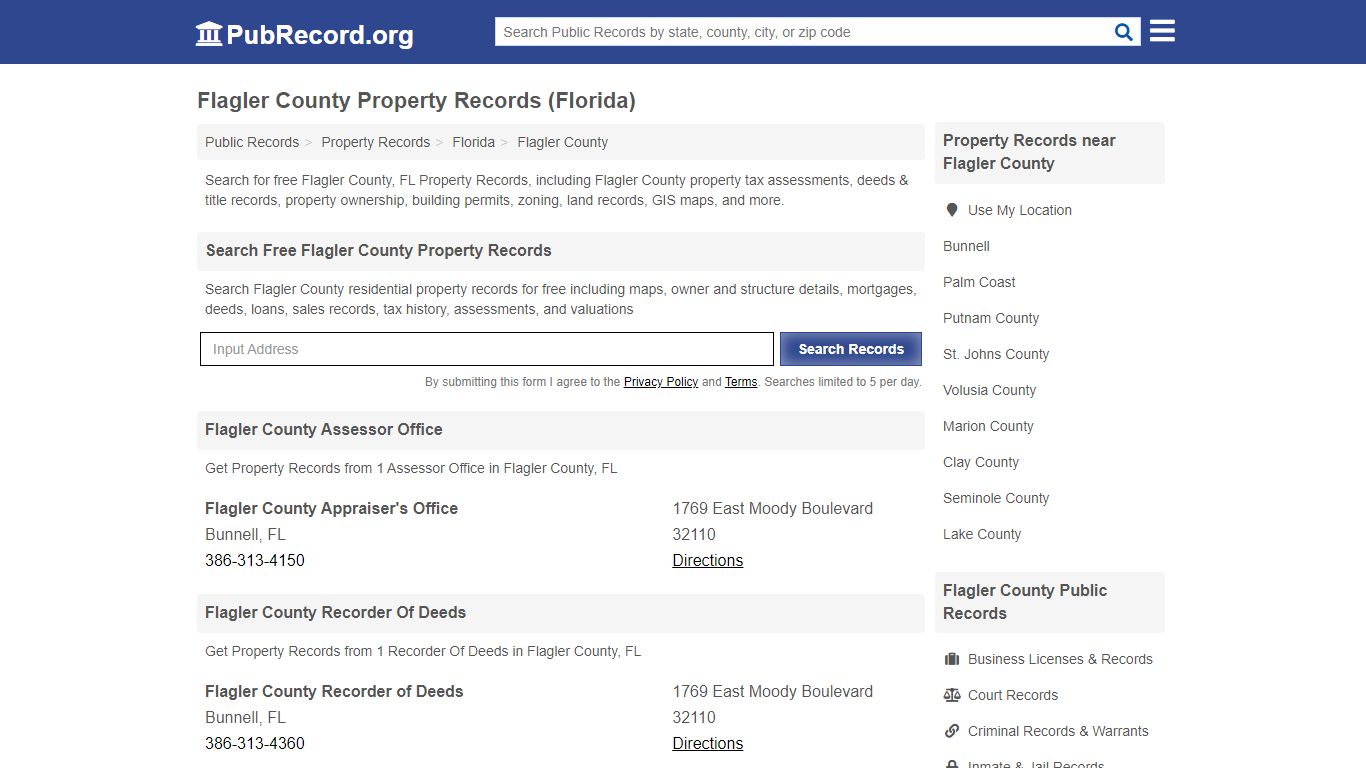 Flagler County Property Records (Florida) - Public Record